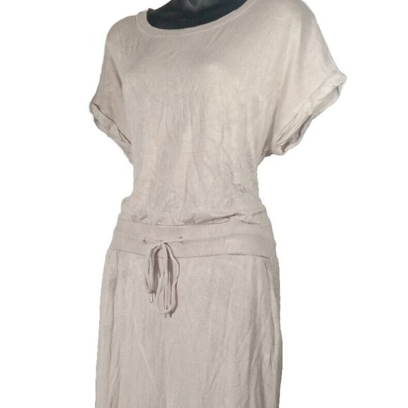 Rachel Zoe Women's Crop Jumpsuit Romper Wide Leg Tie Waist Short Sleeve Beige M - Picture 2 of 11